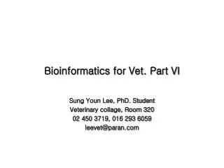 bioinformatics for vet part vi