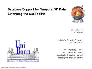 Database Support for Temporal 3D Data: Extending the GeoToolKit