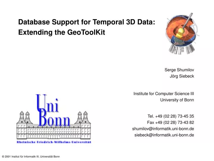 database support for temporal 3d data extending the geotoolkit