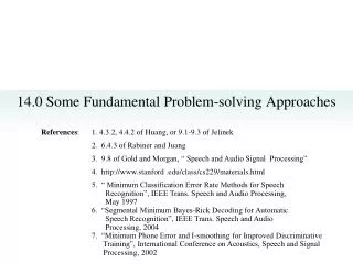 14.0 Some Fundamental Problem-solving Approaches