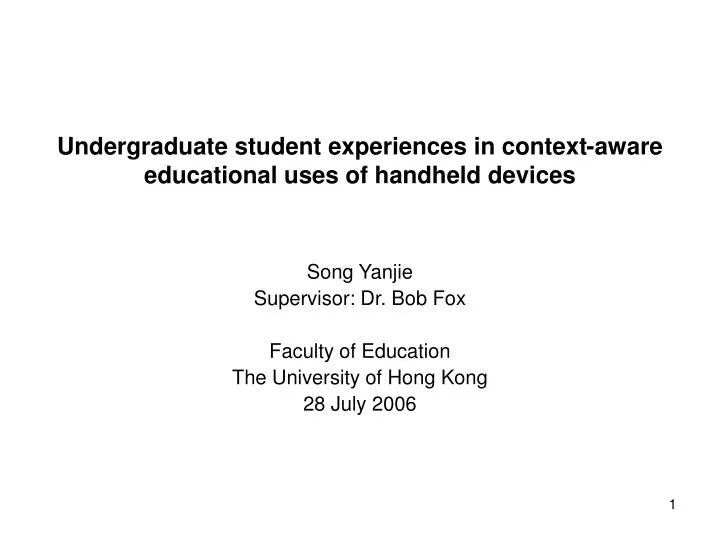 undergraduate student experiences in context aware educational uses of handheld devices