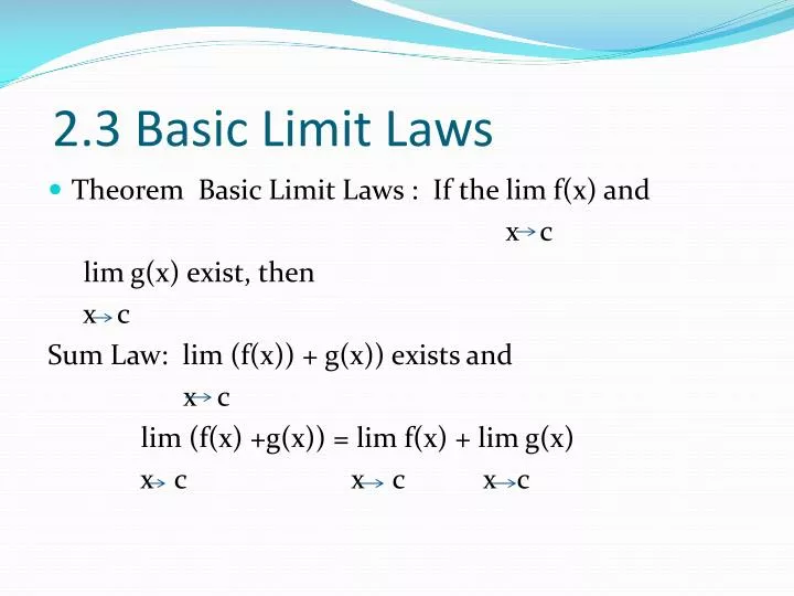 2 3 basic limit laws