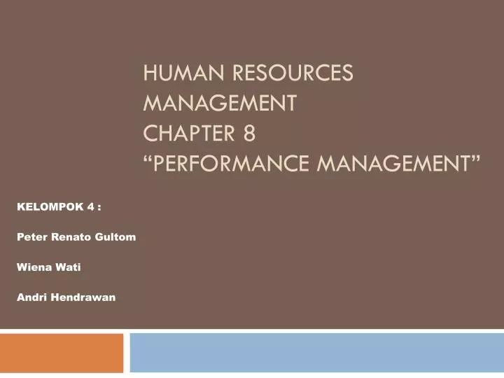 PPT - Human Resources Management Chapter 8 “Performance Management ...