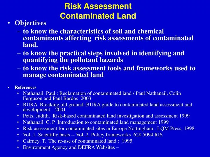 risk assessment contaminated land