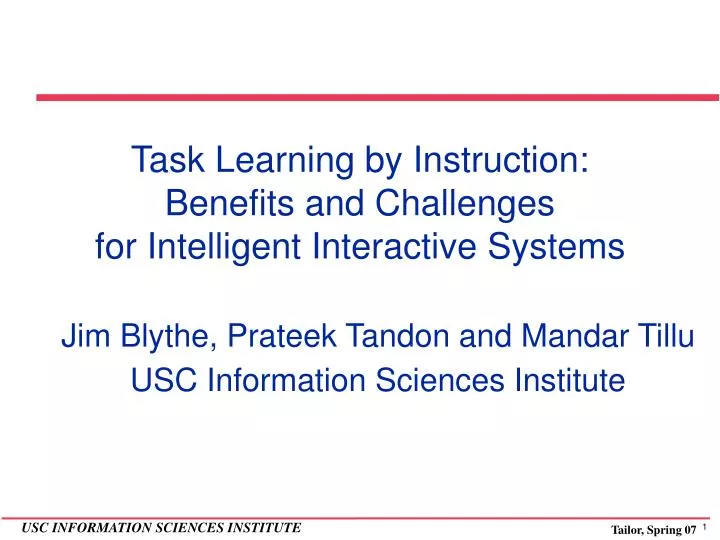 jim blythe prateek tandon and mandar tillu usc information sciences institute