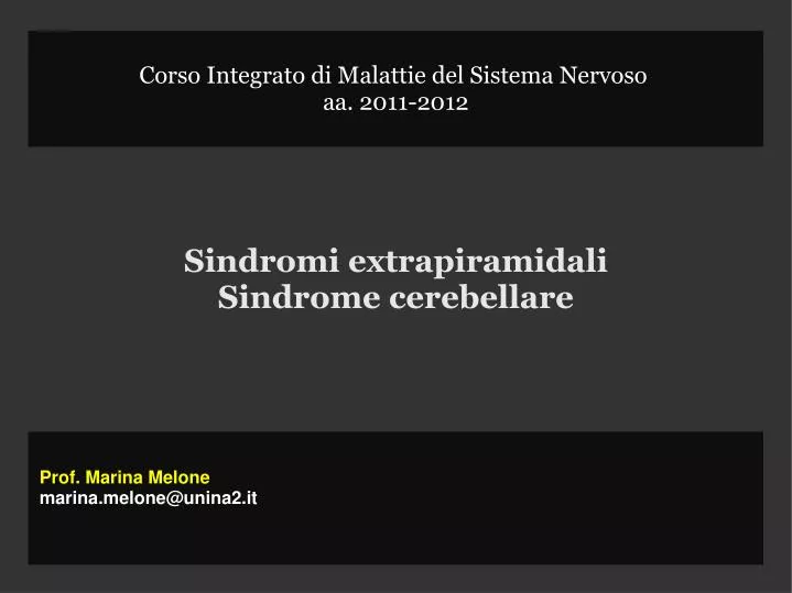 sindromi extrapiramidali sindrome cerebellare