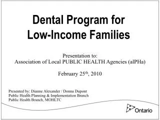 Dental Program for Low-Income Families