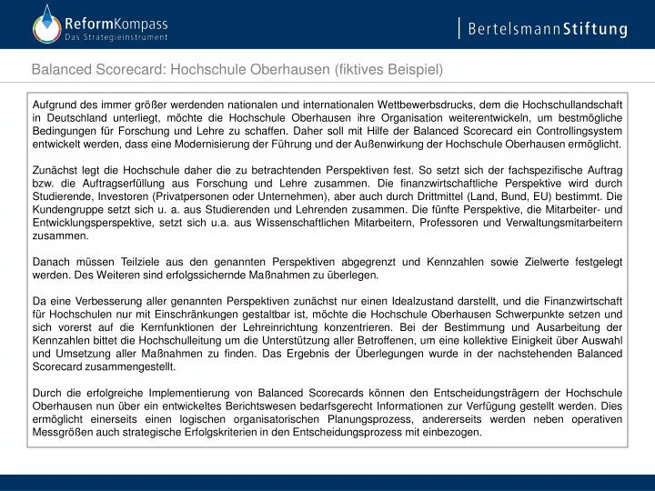 balanced scorecard hochschule oberhausen fiktives beispiel