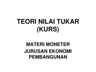 teori nilai tukar kurs