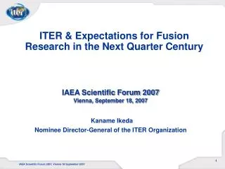 ITER &amp; Expectations for Fusion Research in the Next Quarter Century