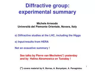 Diffractive group: experimental summary