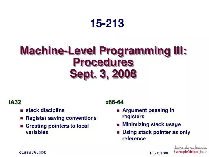 machine level programming iii procedures sept 3 2008