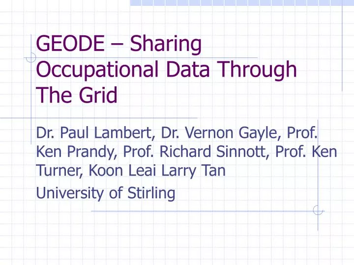 geode sharing occupational data through the grid