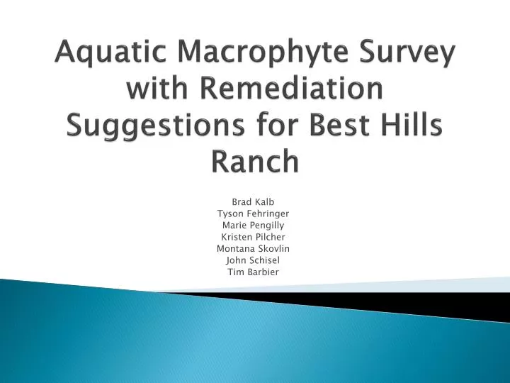 aquatic macrophyte survey with remediation suggestions for best hills ranch