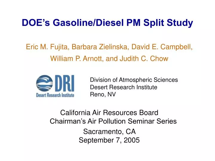doe s gasoline diesel pm split study