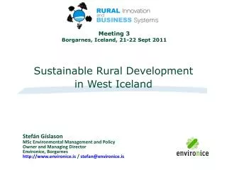 Sustainable Rural Development in West Iceland