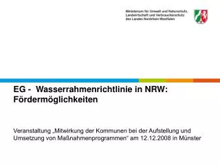 eg wasserrahmenrichtlinie in nrw f rderm glichkeiten