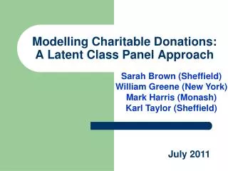 Modelling Charitable Donations: A Latent Class Panel Approach