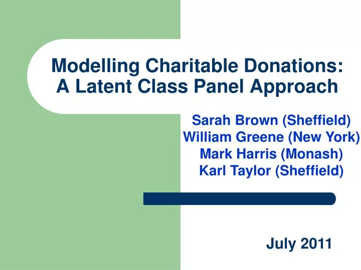modelling charitable donations a latent class panel approach