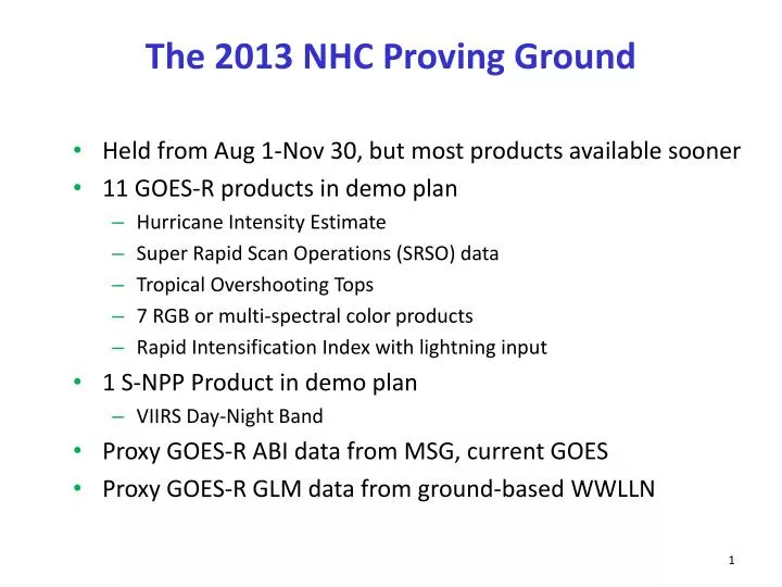 the 2013 nhc proving ground
