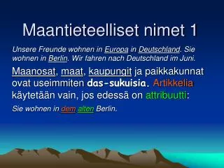 maantieteelliset nimet 1