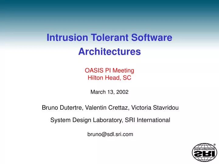 intrusion tolerant software architectures