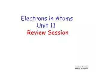 Electrons in Atoms Unit 11 Review Session
