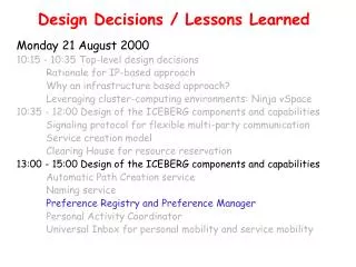 Design Decisions / Lessons Learned