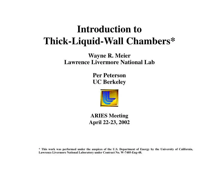introduction to thick liquid wall chambers