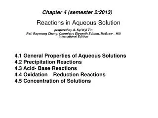 reactions in aqueous solution