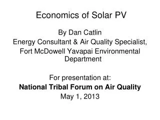 Economics of Solar PV