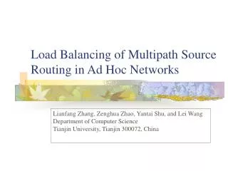 Load Balancing of Multipath Source Routing in Ad Hoc Networks