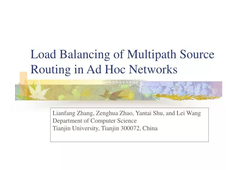 load balancing of multipath source routing in ad hoc networks
