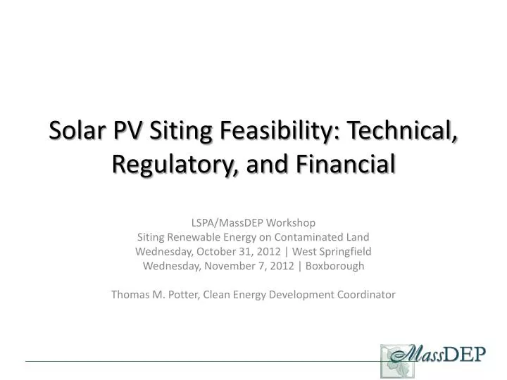 solar pv siting feasibility technical regulatory and financial