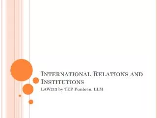 International Relations and Institutions