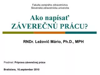 ako nap sa z vere n pr cu