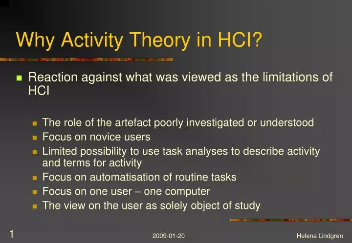 why activity theory in hci