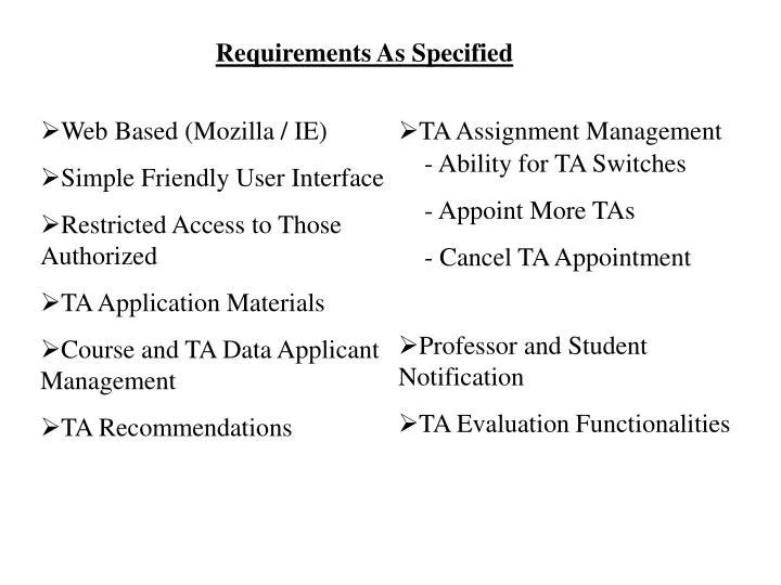 requirements as specified