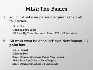 MLA: The Basics