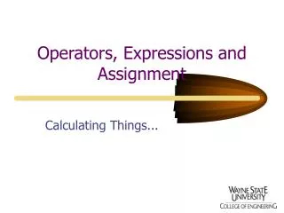 Operators, Expressions and Assignment