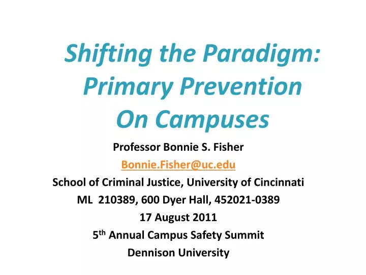 shifting the paradigm primary prevention on campuses