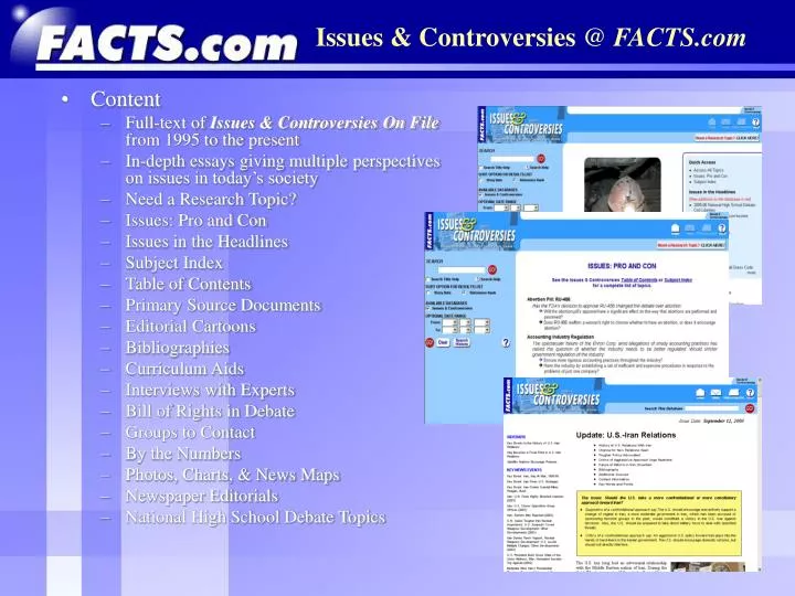 issues controversies @ facts com