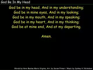 God Be In My Head