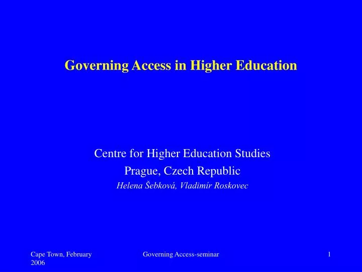 governing acces s in higher education