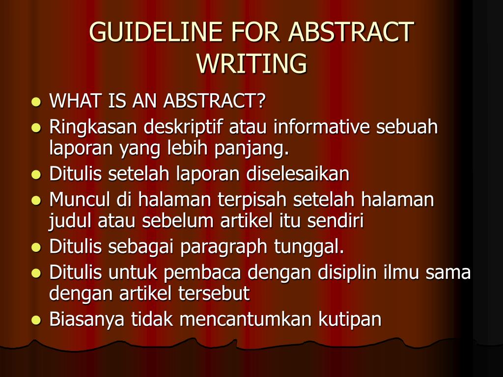 PPT - Guidelines for Writing Effective Abstracts in Research Reports ...