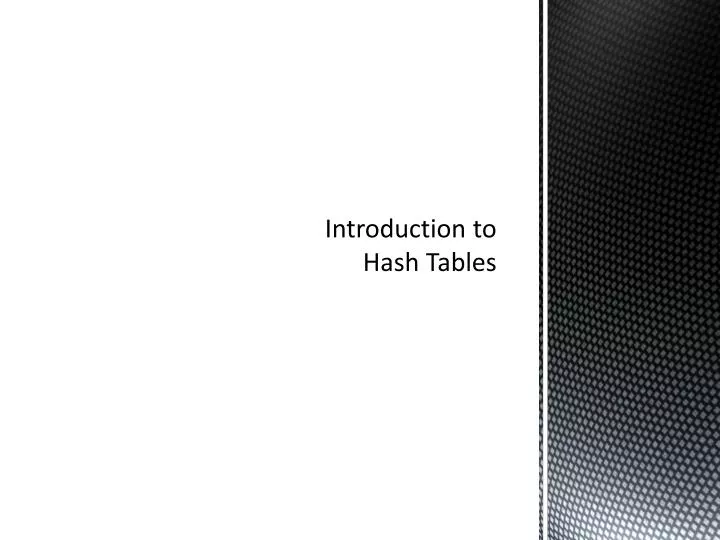 introduction to hash tables