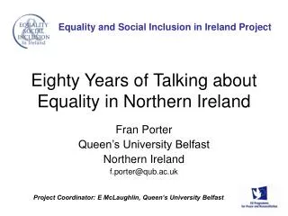 Eighty Years of Talking about Equality in Northern Ireland