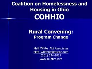 Coalition on Homelessness and Housing in Ohio COHHIO