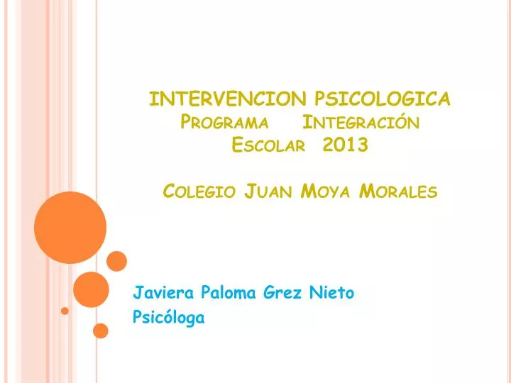 intervencion psicologica programa integraci n escolar 2013 colegio juan moya morales
