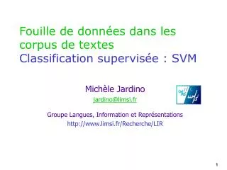 fouille de donn es dans les corpus de textes classification supervis e svm